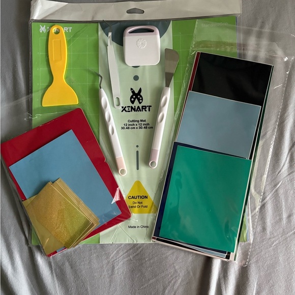 Cricut Other - Cricut Crafting Tool Set with Multicolor Vinyl Sheets and Cardstock Paper